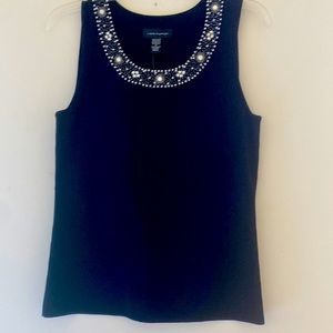 Cable & Gauge New! Embellished knit tank back with beading at neck